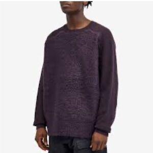 Y-3 adidas winter wool and mohair blend Men's Dark Purple Crewneck Sweater